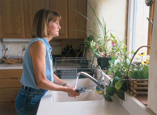 The Dishwasher in Alice and David's house may have hands, but off-the-grid living still leaves space for several creature comforts.